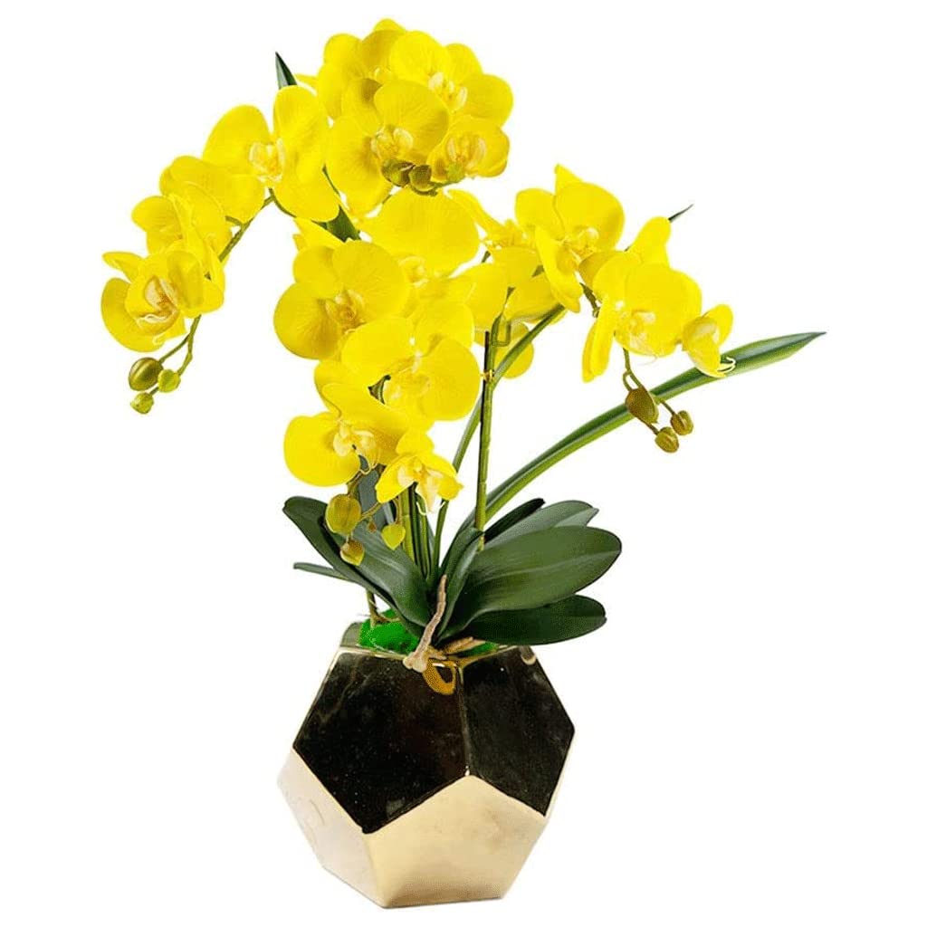 MYUYEE Artificial Flowers Faux Orchids Touch Realistic Artificial Orchid Faux Plant Artificial Flowers Classic Artificial Phalaenopsis Flowers Vase Lifelike