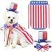 JaGely 3 Pcs 4th of July Dog Outfit Memorial Day Dog Costume Set Includes Top Hat, American Flag Bow Tie Collar and Cape Patriotic Pet Outfit for Dogs Cats Puppy Kitten(S,Fashion)