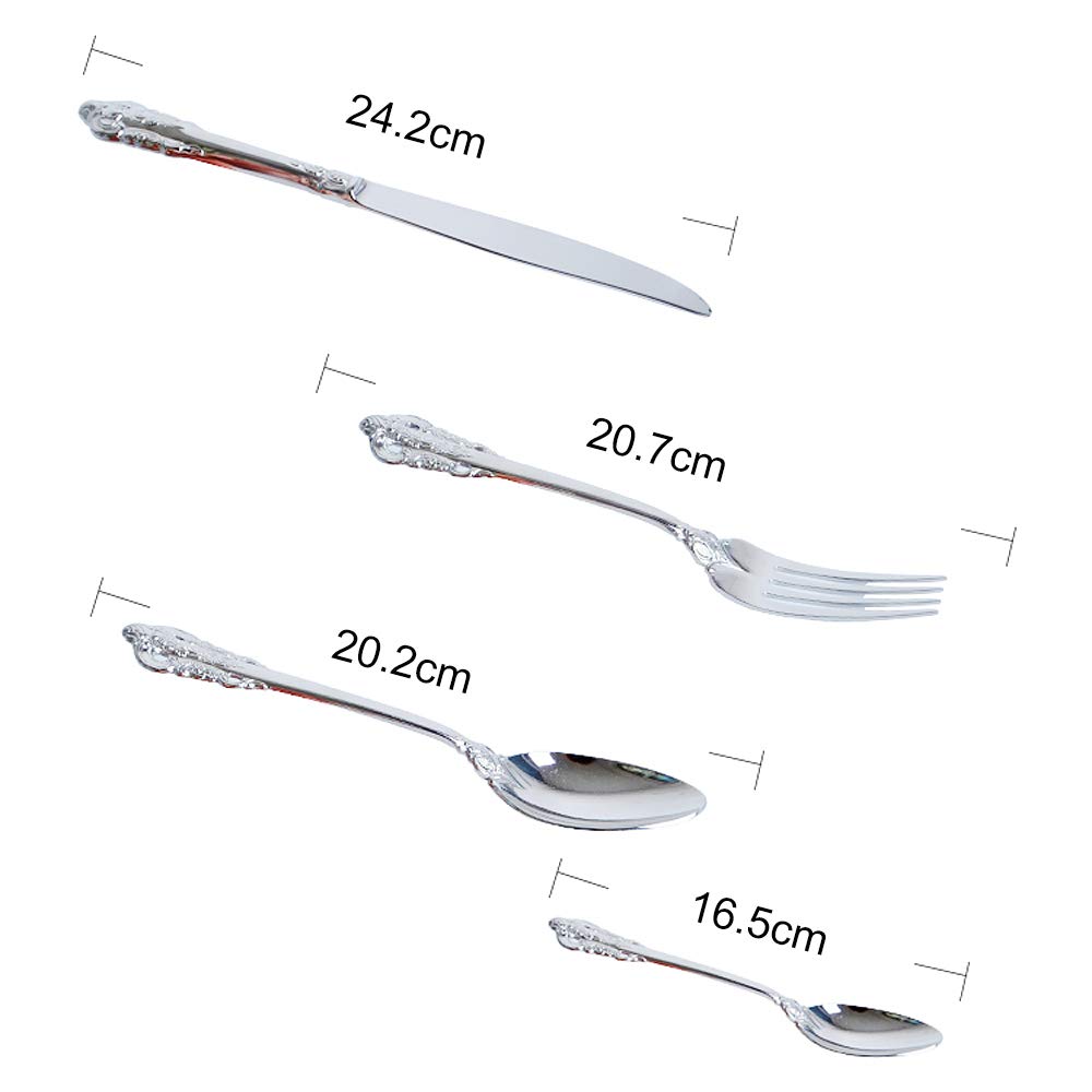 Set Posate 16 Pezzi In Acciaio Inox 18/0, Argento – Servizio Per 4 Persone Con Coltello, Forchetta, Cucchiaio E Cucchiaino, Eleganti E Lucidi