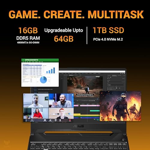 Image of ASUS TUF A15,AMD Ryzen 7 170,RTX 3050-4GB,16GB RAM (Upgradeable),1TB SSD,FHD, 15.6 inch(39.6 cm),Windows 11 Home, M365 Basic(1 Year)* Office 2024, Graphite Black, 2.3 Kg, FA506NCQ-HN009WS, Gaming Laptop