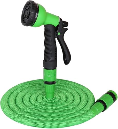 Tubo di irrigazione estensibile, 15 metri, pistola 8 getti, verde, per giardino e lavaggio auto
