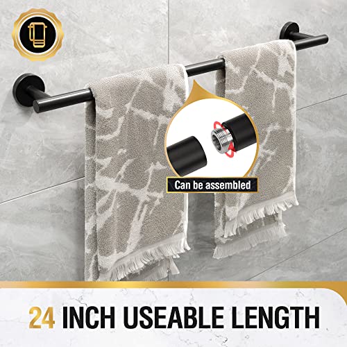 Hitslam Matte Black 25.7 Inch Towel Bar For Bathroom, Sus304 Stainless Steel Bathroom Towel Rack Wall Mounted, Modern Home Decor Bath Towel Holder With Hardware Accessories #TOP3