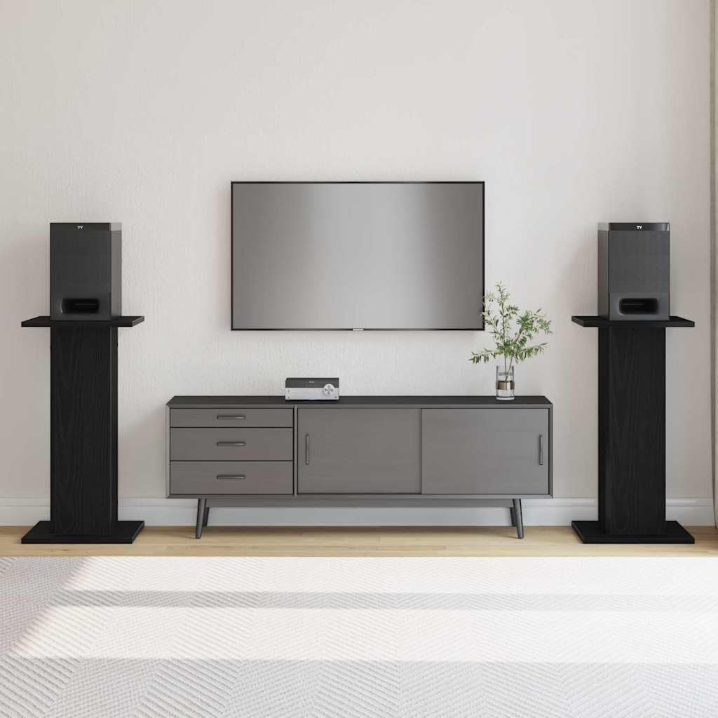 Supporto per altoparlanti, 2 pezzi, nero, effetto rovere, 30 x 30 x 60 cm, supporto per altoparlanti, treppiede, base per soggiorno, home theater, studio, PC, gaming surround