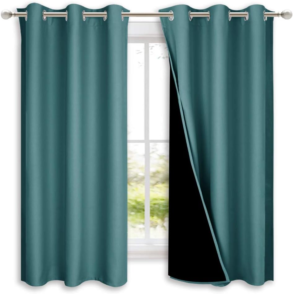 NICETOWN 100% Blackout Curtains, Sea Teal, 1 Pair