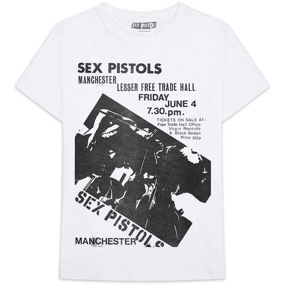 Sex Pistols Unisex Adult Manchester Flyer T-Shirt (3XL) (White)
