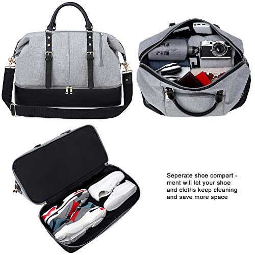 Weekender Carry On Tote Overnight Bag For Men And Women Travel Duffle With Bottom Shoe Compartment 60L(Grey-D) #TOP2