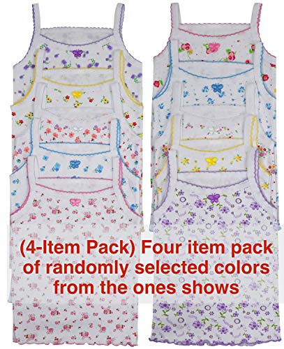 Image of ToBeInStyle Girl's 4 Pack Ruffle Hem Spaghetti Strap Tank Tops
