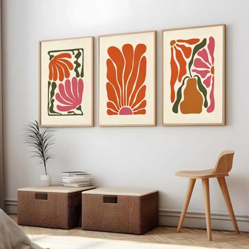 Image of kotart Boho Art Home Decoration Paintings With Frame For Living Room Bed Room Hotel Wall Decor Digital Reprint Set of 3 (10X13 inch)