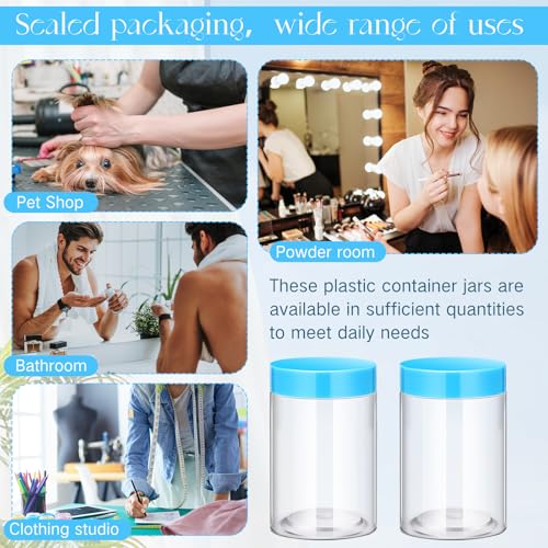 Image of Patelai 4 Pcs Plastic Jars Wide Mouth with Lids,10 Ounce,Blue