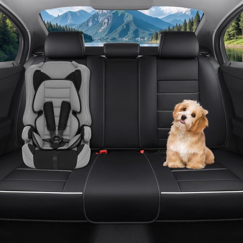 Car Seat Covers Full Set Custom Fit for Chevy Trailblazer 2021-2026-Luxury Leather with Lumbar Support, Breathable, Waterproof, Anti-Slip, Durable, Easy to Install (Black&White,Full Set)
