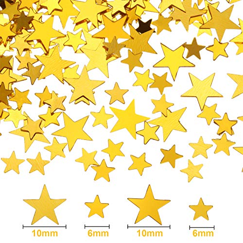 Image of Hestya 60g Star Confetti Glitter Table Confetti Metallic Foil Stars for Christmas Party Wedding Festival Decorations(Gold,10mm and 6mm)