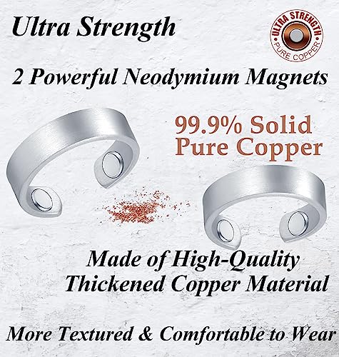 Cigmag 2Pcs Copper Rings For Women Strong Magnetic Ring Fingers Thumb Adjustable 99.99% Solid Pure Copper Jewelry Gift #TOP5