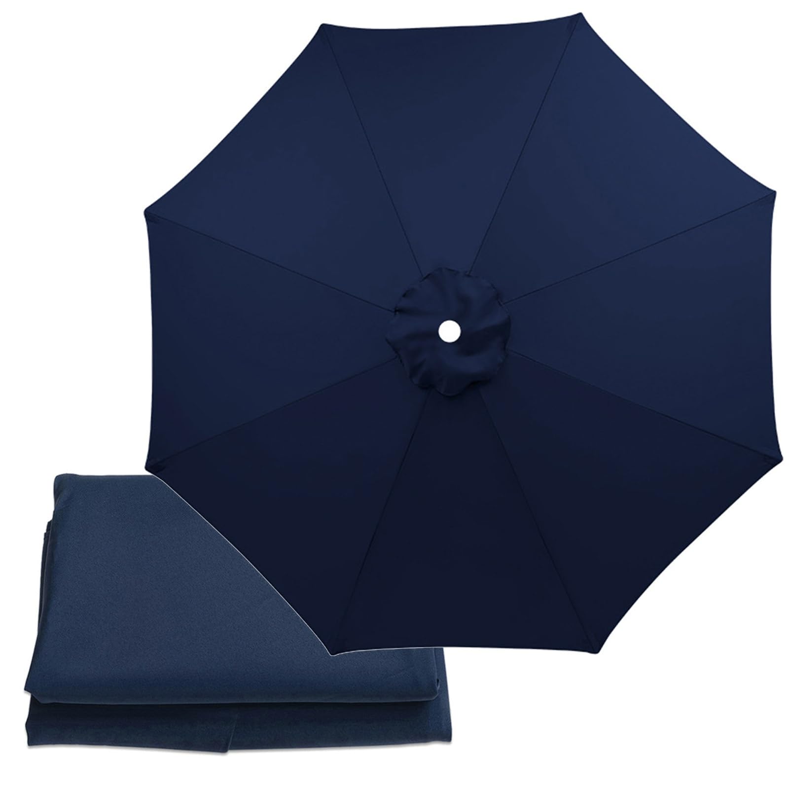 Patio Replacement Parasol Cover, Market Table Umbrella Top Replacement Cloth, Replacement Parasol Fabric Canopy For Balcony Parasols, Parasol Cloth Canopy ( Color : Navy blue , Size : 3m/9.8ft (8Rib)