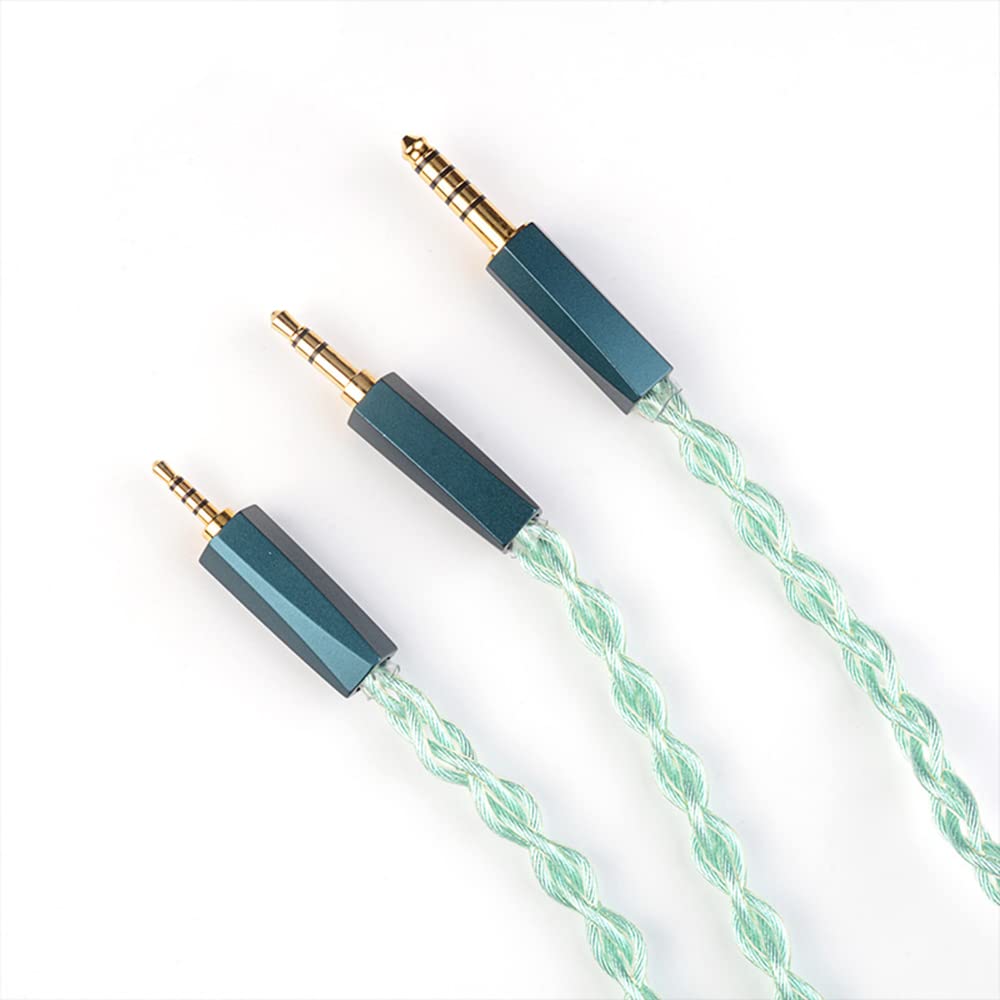 NICEHCK FourMix IEM Cable, 7N high Conductivity Copper Earphone Upgraded Cord, 6N Silver Coated OCC in Ear Monitor Cables for Earbuds Wired Earbud Replacement Cords (Green, 4.4mm with MMCX)