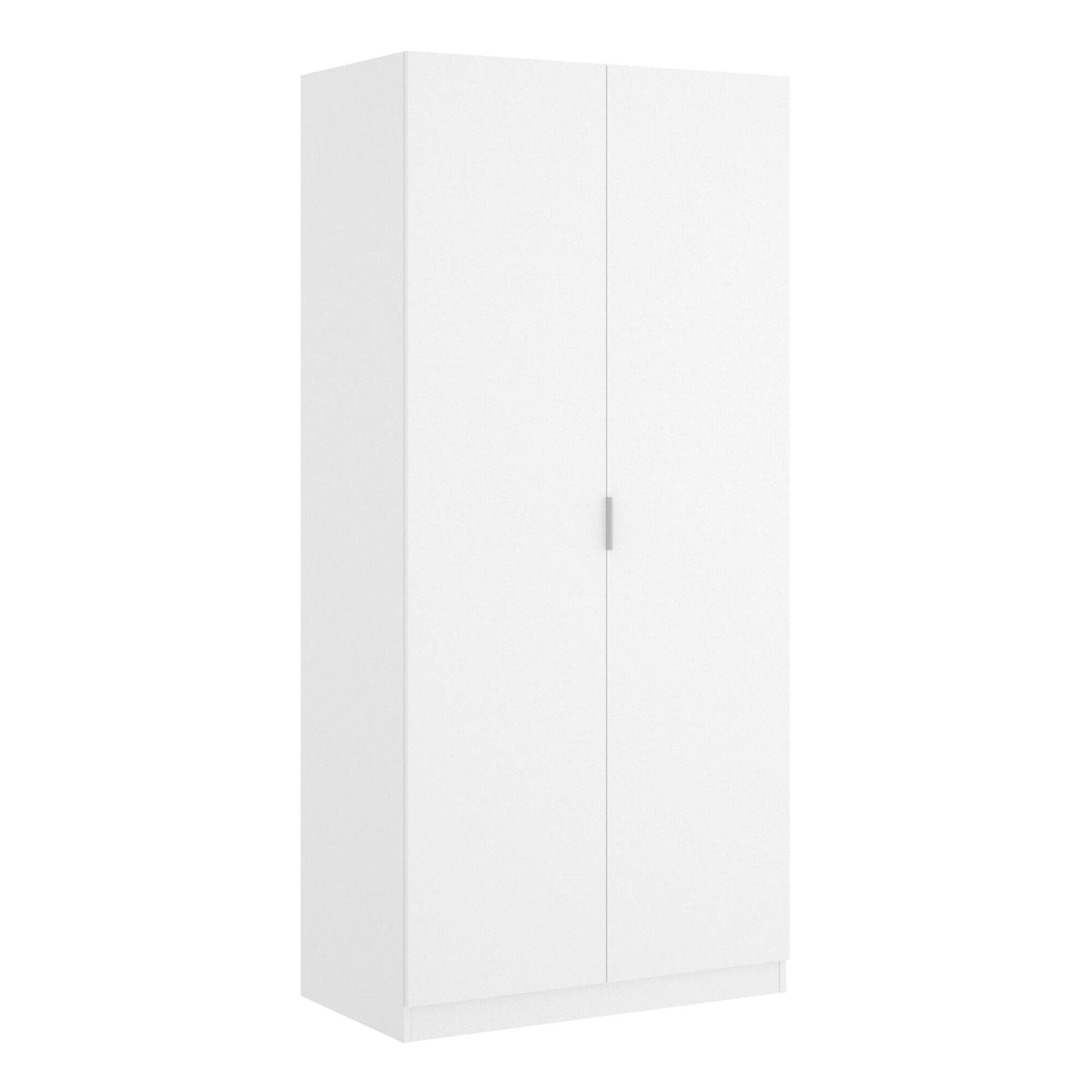 Dmora Guardaroba 2 Ante Giovo 52x184h cm Bianco Appendiabiti un Ripiano, Armadio Camera da Letto 2 Ante