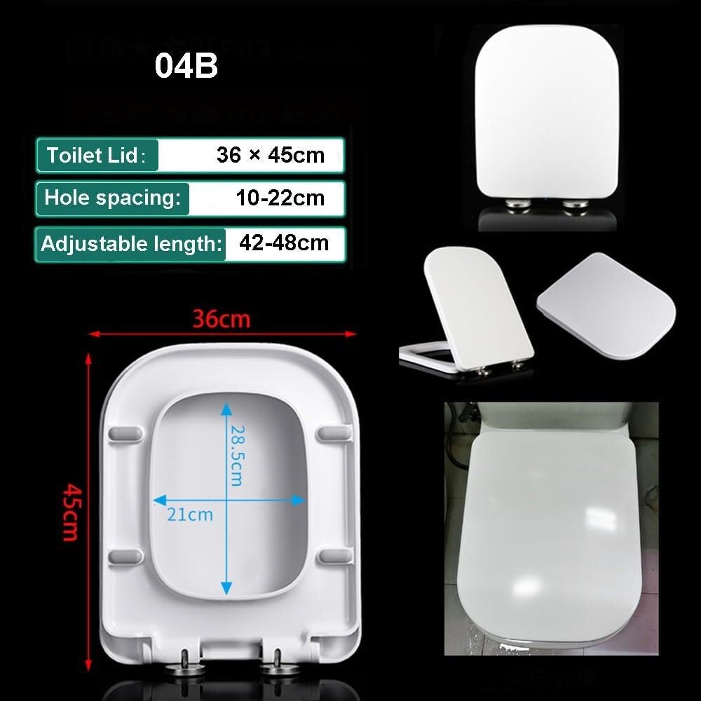 MRKU Bisagras cuadradas de Cierre Suave y liberación rápida, de Polipropileno Blanco, fáciles de Instalar, aptas para inodoros rectangulares estándar.