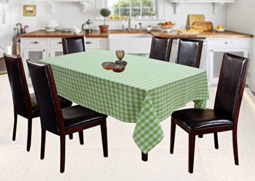 Image of AIRWILL 100% Cotton Checkered Pattern 6 Seater Rectangle Table Cover Sized, 56x71 inches (Green, Pack of 1)