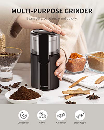 SHARDOR Coffee Grinder Electric, Coffee Bean Grinder Electric, Nut Grinder with 1 Removable Stainless Steel Bowl, Black