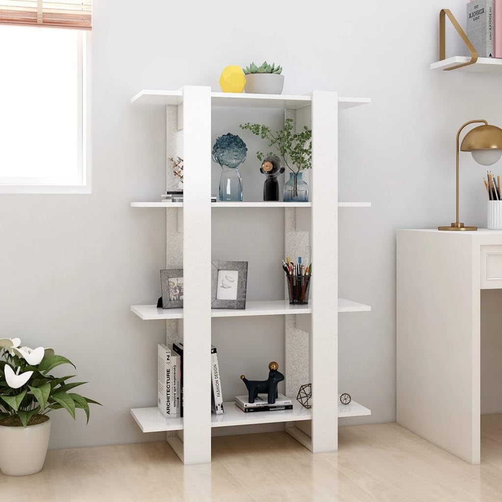 Bücherregal aus Holz, 80x30x123,5 cm, als Raumteiler nutzbar – Robustes und stabiles Regal für Bücher, Zeitschriften, DVDs und Dekoration, pflegeleicht mit feuchtem Tuch