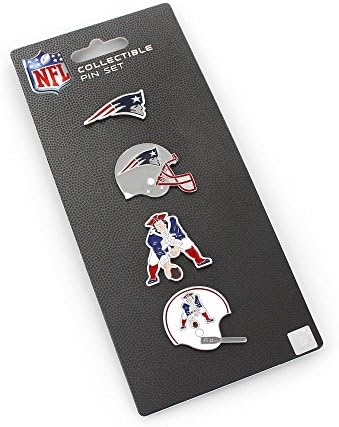 aminco NFL New England Patriots Logo Evolution Collectible Pin Set, 4-Pack, Navy Blue/Gray/Red, 1 1/4" (NFL-SE-1049-10)