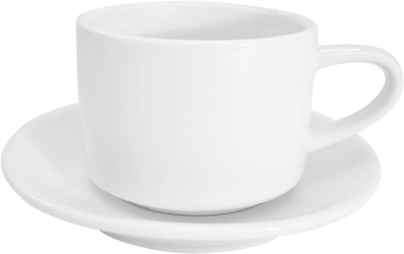 CAC China ClintonRolledEdge RCN-23 7.5 oz Porcelain Stacking Cup Super White 3.25 inch, Set of 36