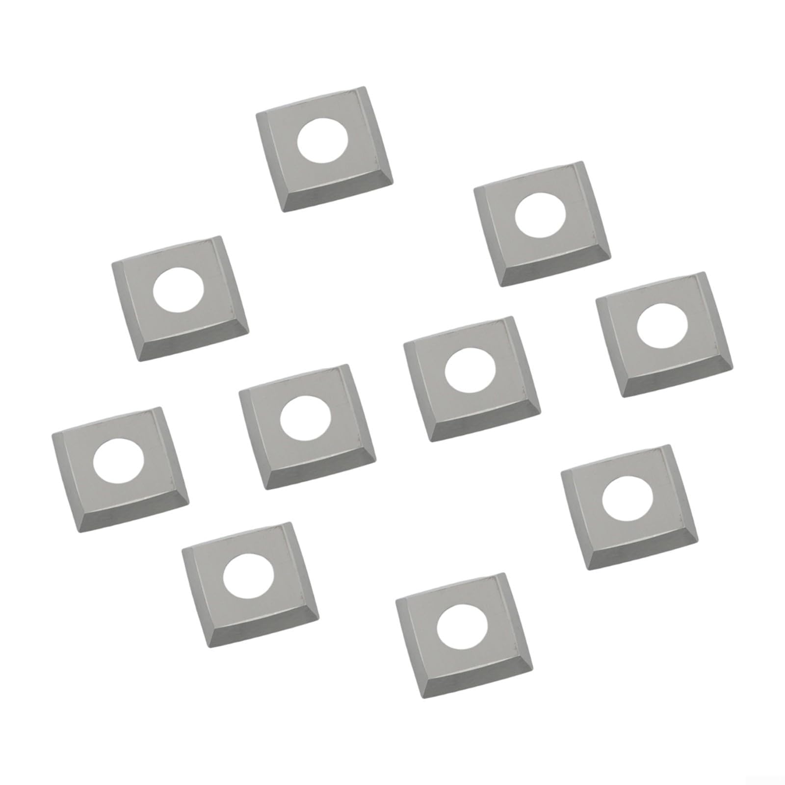 10 sztuk kwadratowych wkładek z węglików spiekanych do ostrzy 15 x 15 x 2,5 mm z otworem stożkowym kompatybilne z głowicami strugarki dziennika Byrd i narzędziami do tokarki do obróbki drewna srebrny