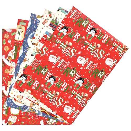 ARKRAFT set 6 fogli carta da regalo natale natalizio formato