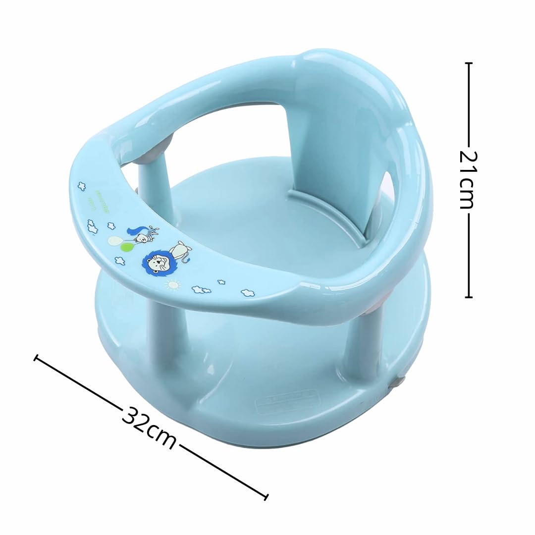 Asiento de Baño para Bebé | Sujeción con Ventosas Antideslizantes | Silla de Baño Ergonómica y Segura para Bebés | Ideal para Bebés Mayores de 6 Meses, (Azul)