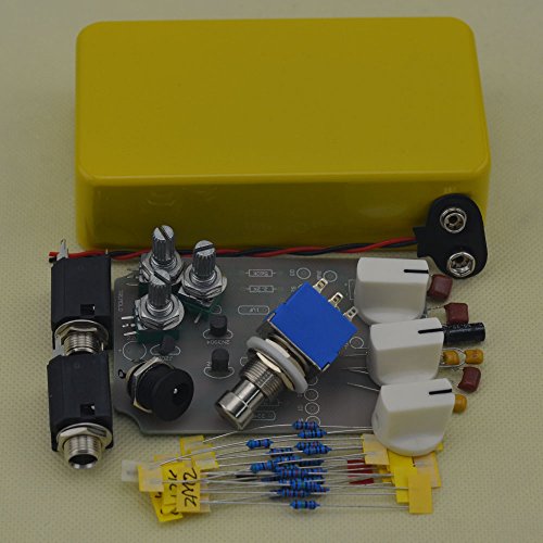 TTONE DIY Analog Tremolo Guitar Effects Pedal Stompbox Pedals Kit Yellow with Full Set of Parts Enclosure Unfinished(NO HOLES)