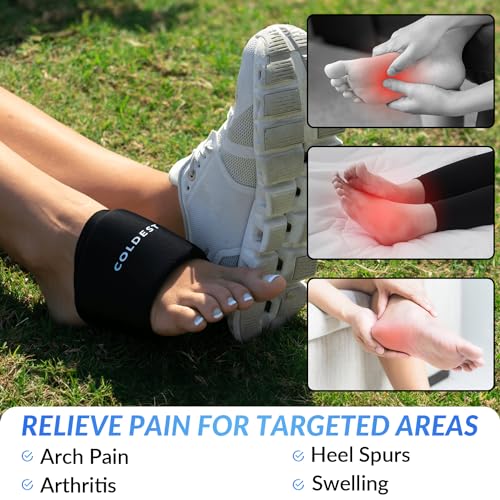 Image of COLDEST Plantar Fasciitis Ankle Ice Pack Wrap for Arch Pain, Heel Pain, Heel Spurs, Sore Feet, Swelling - Reusable Gel Cold Pack for Achilles - Universal Size Fit - 360 Arc Support