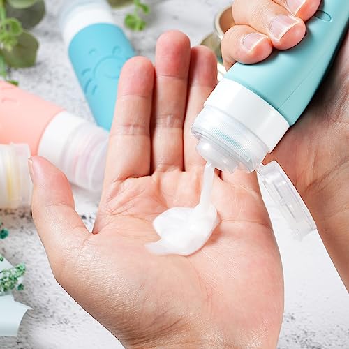 Image of Zafit Travel Bottles for Toiletries, TSA Approved Travel Containers 3oz Leak Proof Travel Tubs Refillable Liquid Travel Accessories for Shampoo Conditioner Lotion Body Wash(Multicolored B)