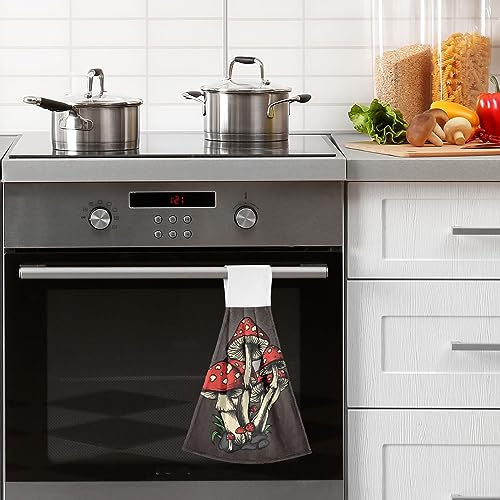 Sletend Hanging Kitchen Towel With Loop Red Mushroom Hand Towel 2 Pcs Soft Microfiber Coral Velvet Tie Towel Decor For Bathroom Laundry Room Decor #TOP5