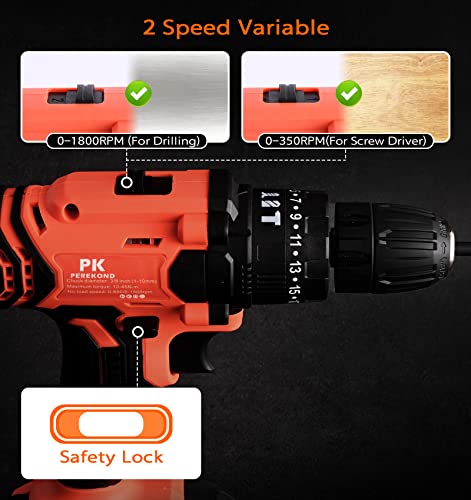 108 Pcs Cordless Drill Set, 530In-Lbs 21V Max Electric Power Drill Driver Kits With Fast Battery Charger, Tool Box Set 3/8'' Keyless Chuck 2 Variable Speed For Garden House Repair Home Tool Kit #TOP3