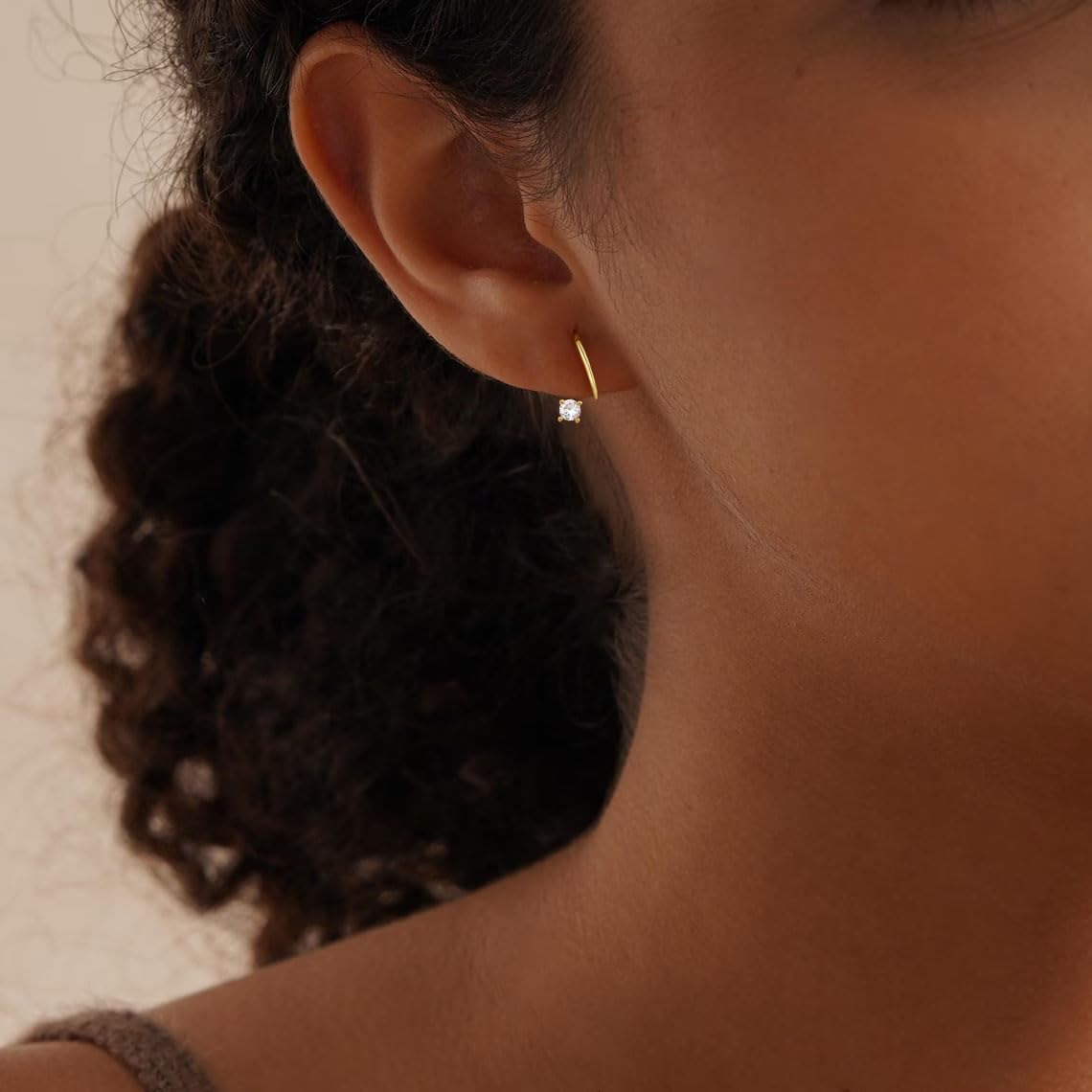 14K Gold Plated Earrings for Women Dainty Hypoallergenic Diamond Hoop Earring Minimalist Sparkly Cubic Zirconia Earrings Jewelry for Gifts - Image 2