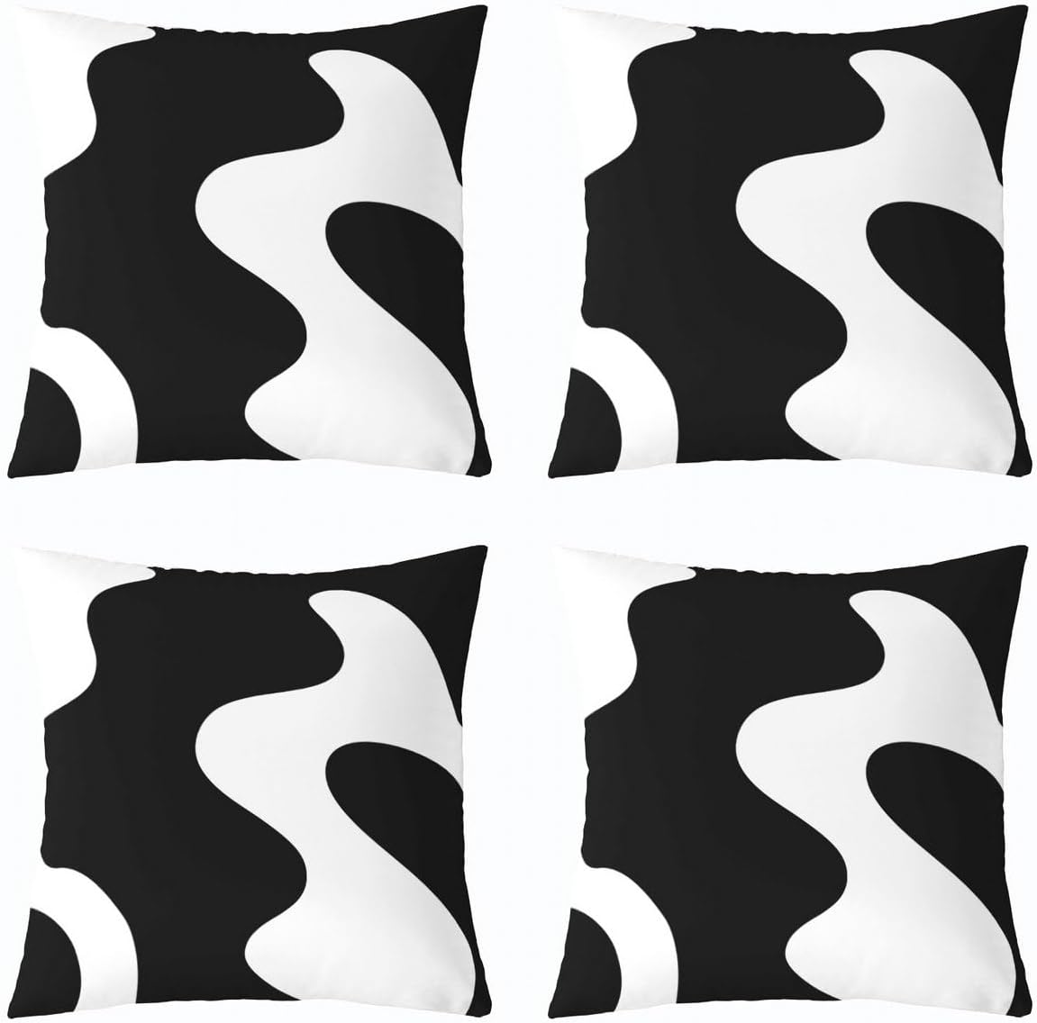 Erosebridal Pack of 2 White and Black Abstract Throw Pillow Covers Boho Geometric Striped Pillow Covers Minimalist Modern Art Cushion Cases Simple Aesthetic Modern Decor,24x24 Inch