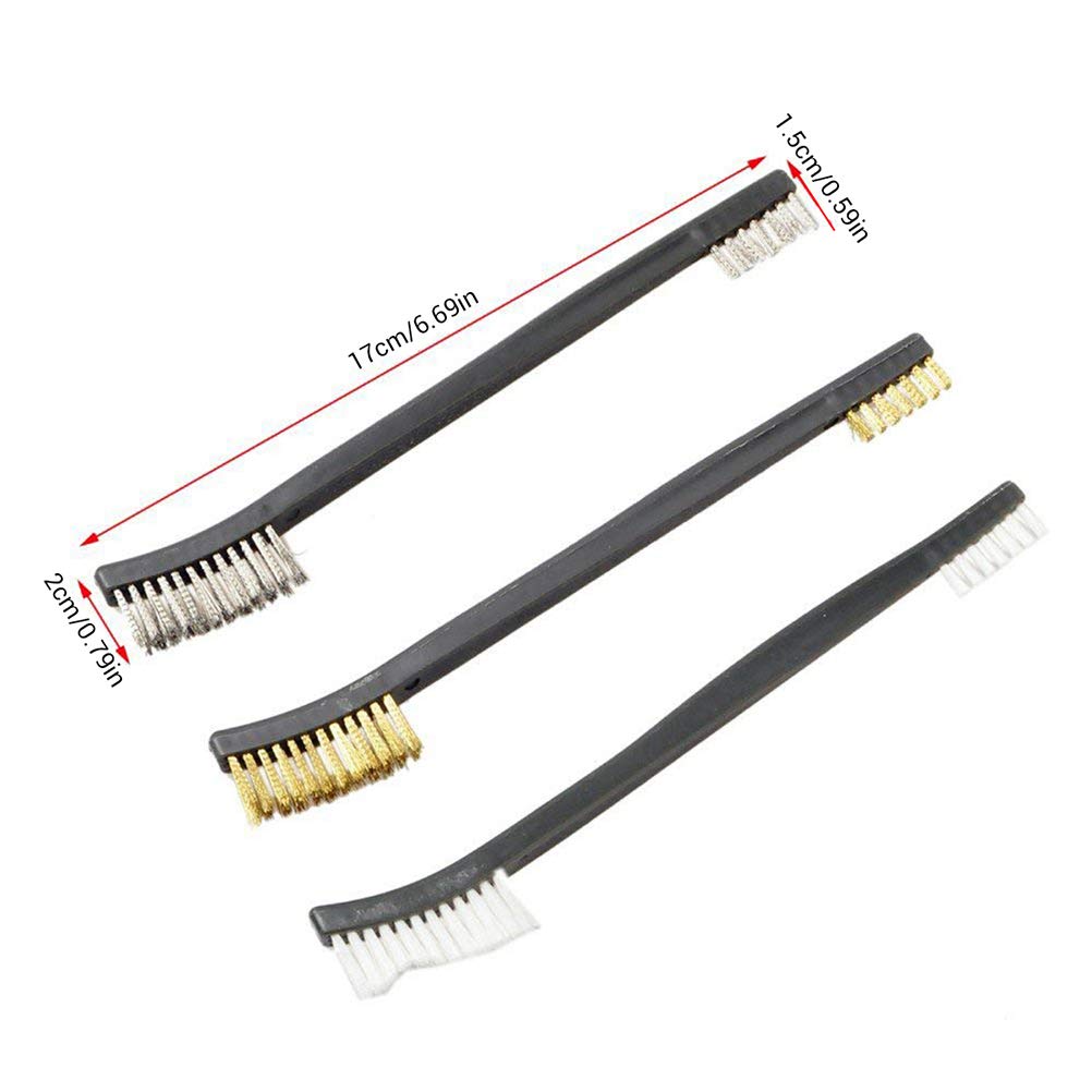Kikumi Kit Universal de Limpieza de Armas 3pcs Cepillo de Alambre de Acero y 4pcs Nylon Pick Accesorios Tácticos de Armas Tácticas Herramienta de Limpieza (Negro)