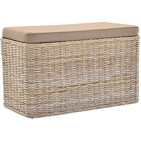 korb.outlet Rattan Wäschekorb Wäschetruhe Sitz gepolstert Honig Cover