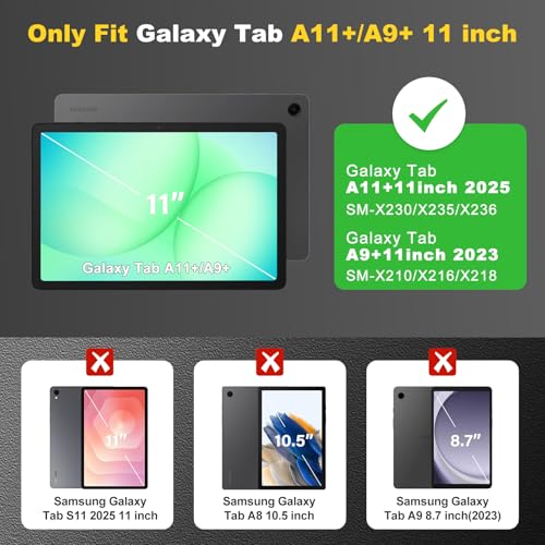 Image of Cover for Samsung Galaxy Tab A11+ Plus /A9+ Plus Case with Screen Protector, Galaxy Tab A11+ /A9+ 11 inch 2025 /2023 Released with Butterfly Stand Shoulder Strap case for Kids Girl, Colorful Blue