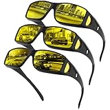 phikttu Night Driving Glasses for Men & Women HD Anti-Glare Wrap-Around Fit Over Glasses for Enhanced Night Vision