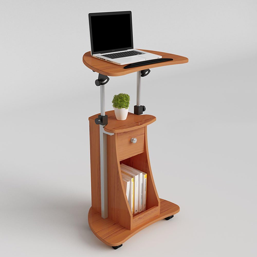 Desk XIAOLIN Stand-up Computer Lifting Folding Bed Head Table Office Book Table 55 * 40 * 80cm (color : Wood)