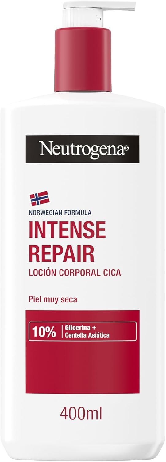 Neutrogena Fórmula Noruega Loción Corporal CICA Reparación intensa para piel seca (400 ml), crema hidratante corporal reparadora con centella asiática