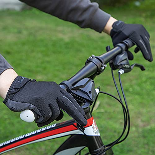 Lerway Cycling Gloves Mountain Bike Gloves: Touch Screen Full Finger Gloves Lightweight Mtb Bicycle Gloves For Men Women Breathable Anti-Skid Shock-Absorbing Padded Gloves For Biking Running Black M #TOP7