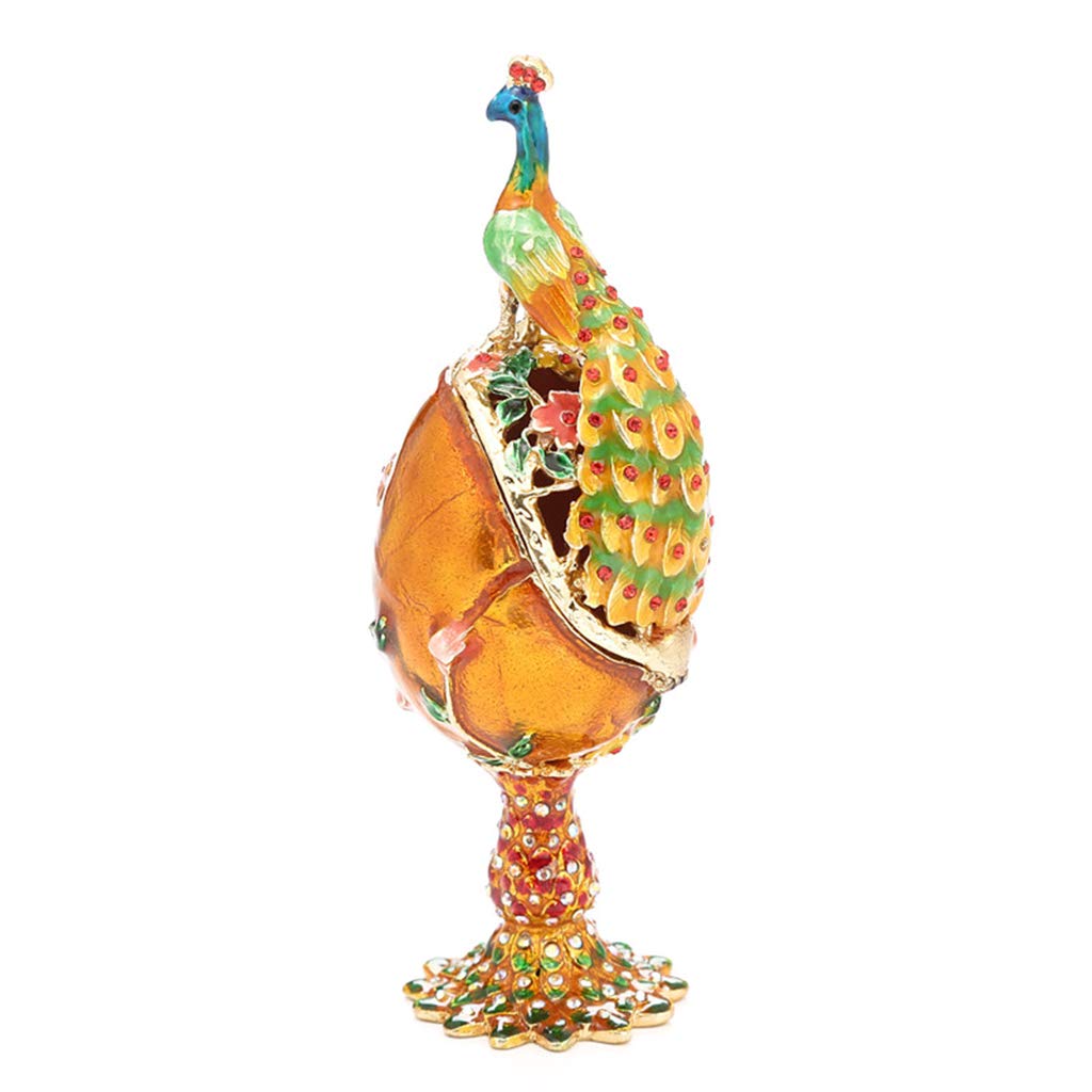 Œuf Fabergé paon peint à la main boîte à bijoux en émail et strass