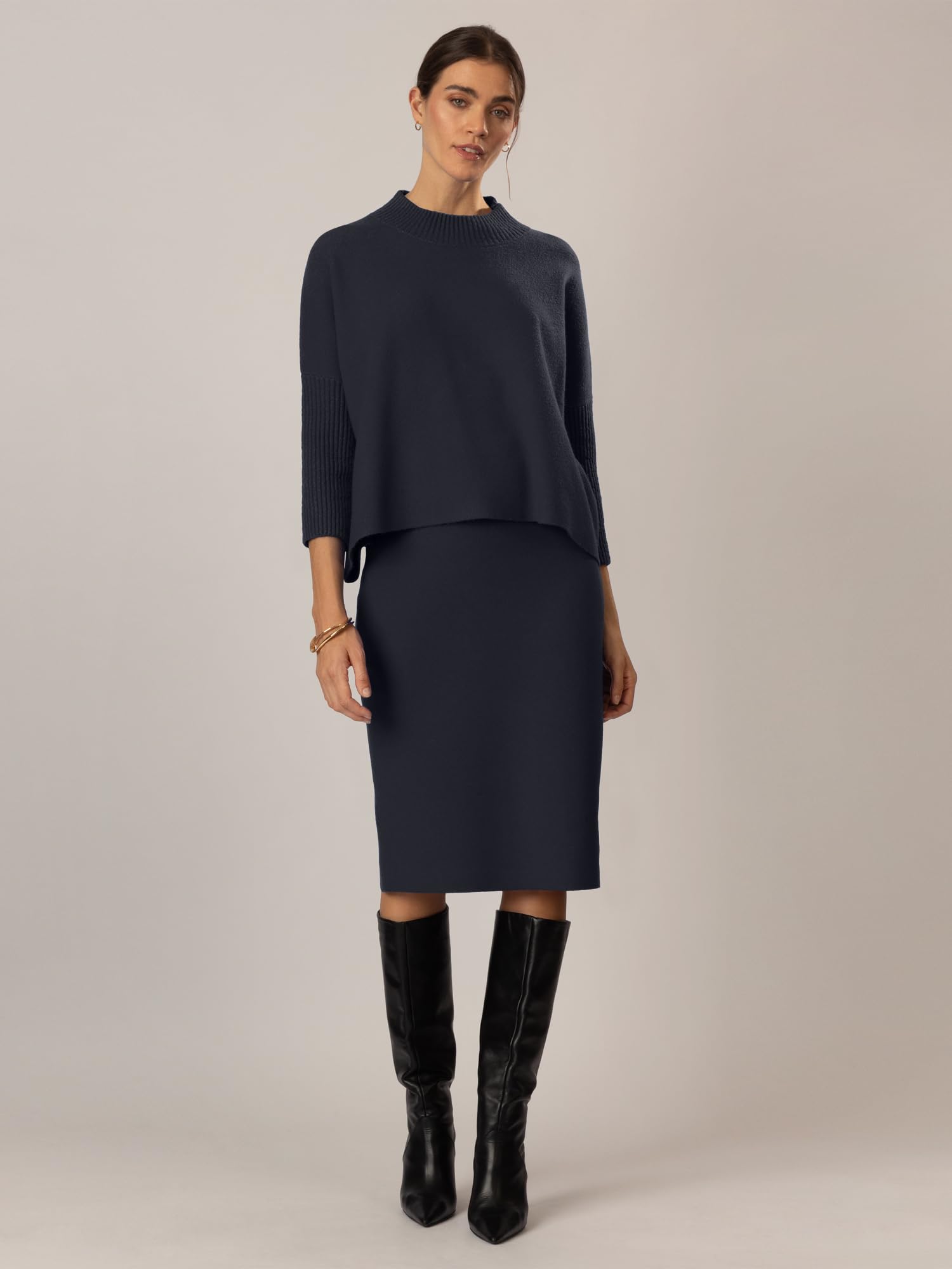 ApartFashion APART sweter oversize z wysokiej jakości materiału syntetycznego, niebieski (nachtblau), 44-46