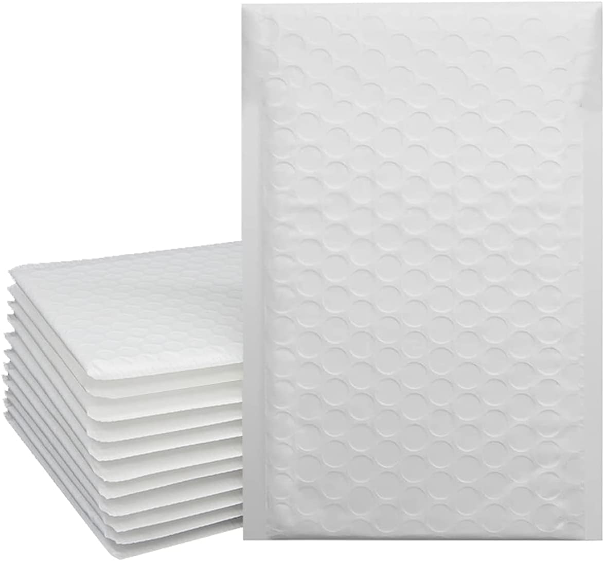 Bubble Mailers White Poly Bubble Mailers, Self-Seal Shipping Bags, Padded Envelopes, Packaging Supplies for Business (50 Pack,4x8 Inch)