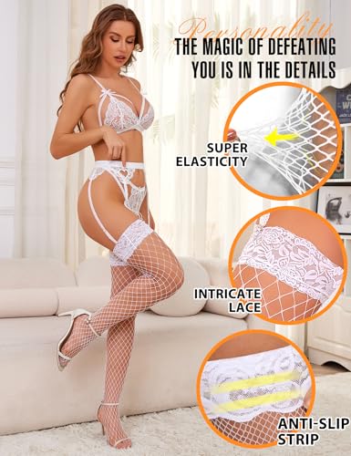 Lace Top Fishnet Thigh High Stockings - Sexy Stockings for Women Antiskid Silicone Stay Up Pantyhose2