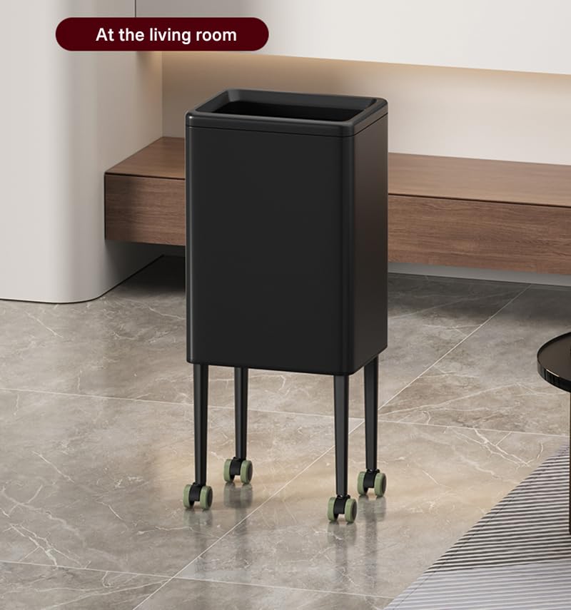 Caneca de basura rectangular con ruedas y patas, 8 L miniatura 2