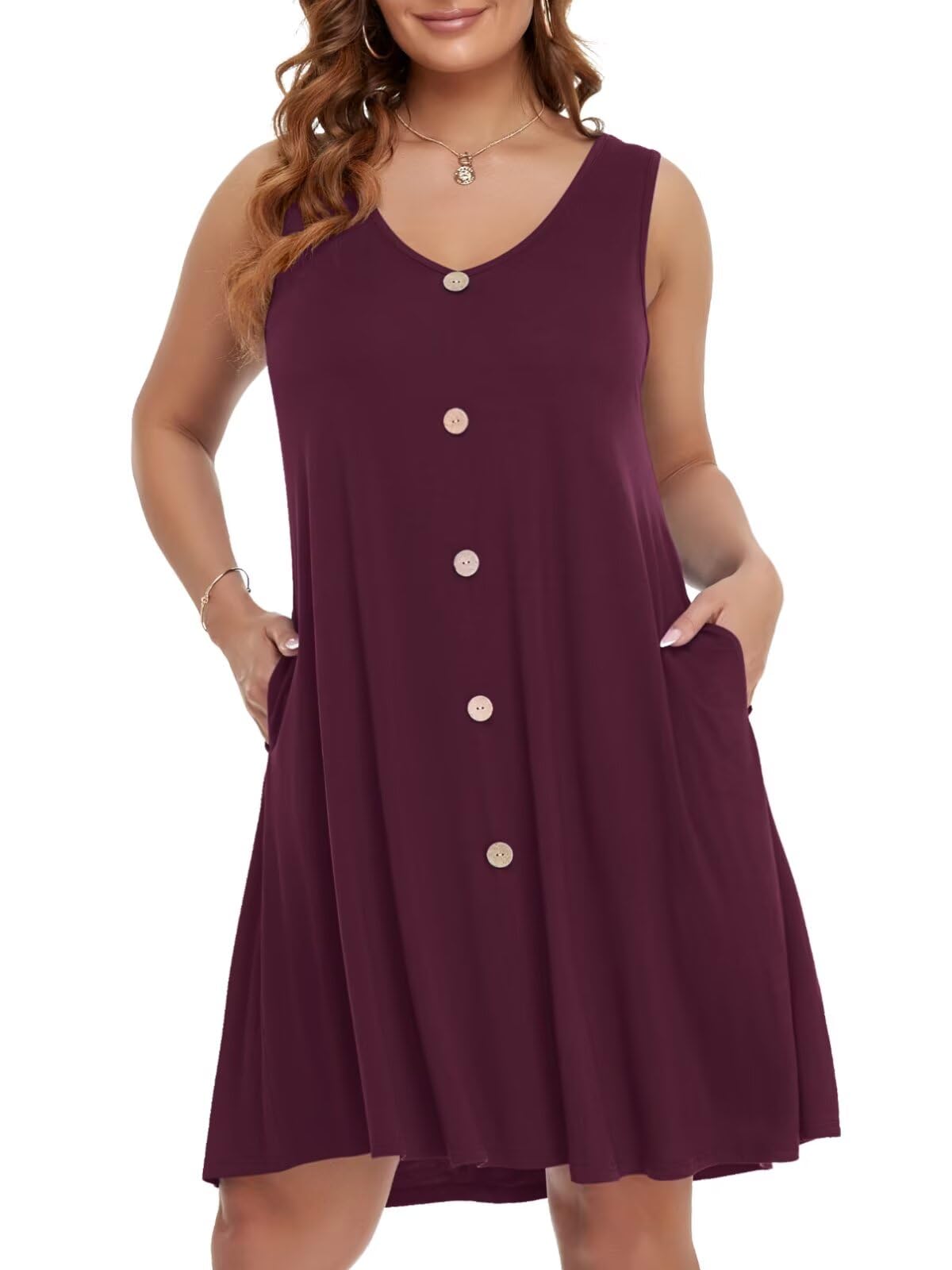 BELAROI Summer Dresses for Women Beach Tshirt Sundress V Neck Casual Swing Tank Dress Swimsuit Cover Ups Pockets