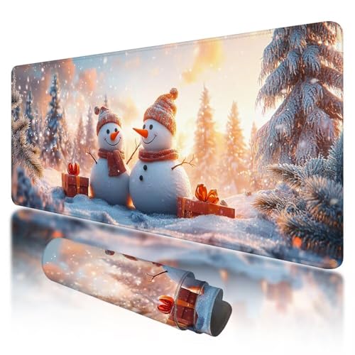 Alfombrilla Ratón XXL 1200x600 mm Navidad Alfombrilla Ratón Gaming, Muñeco de Nieve Mouse Pad XXL con Base de Goma Antideslizante, Mouse Pad con Superficie Especial, Mejora Precisión y Velocidad, Z-37