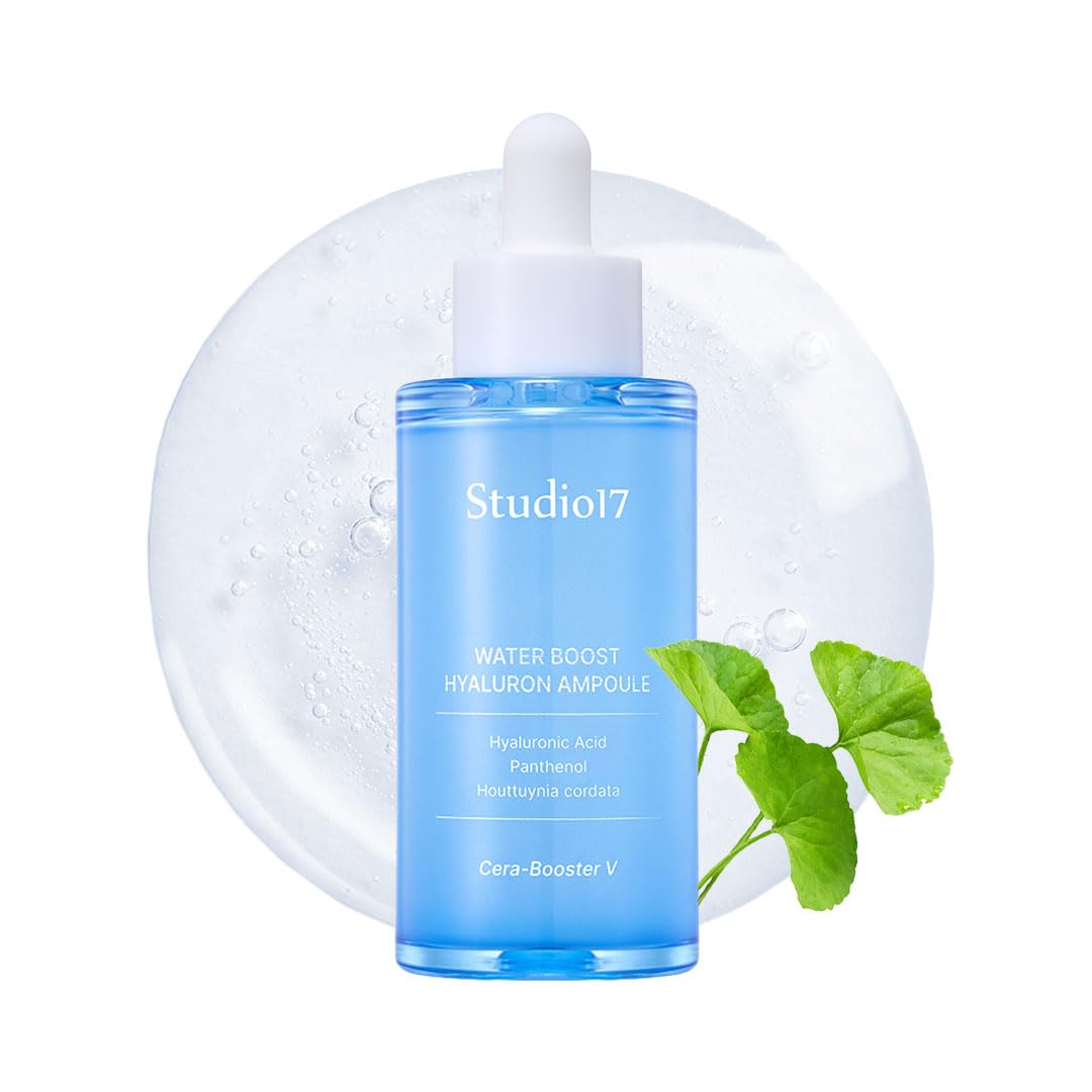 STUDIO17 Waterboost Hyaluronic Acid Ampoule 1.69 fl.oz. Cera-Booster V(Originated from Centella Asiatica) and Birch Juice Included. Super Hydrating Korean Serum for Inner Moisturizing